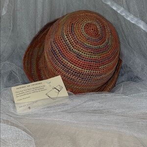Helen Kaminski Orange and Brown Woven Hat with Spiral Design